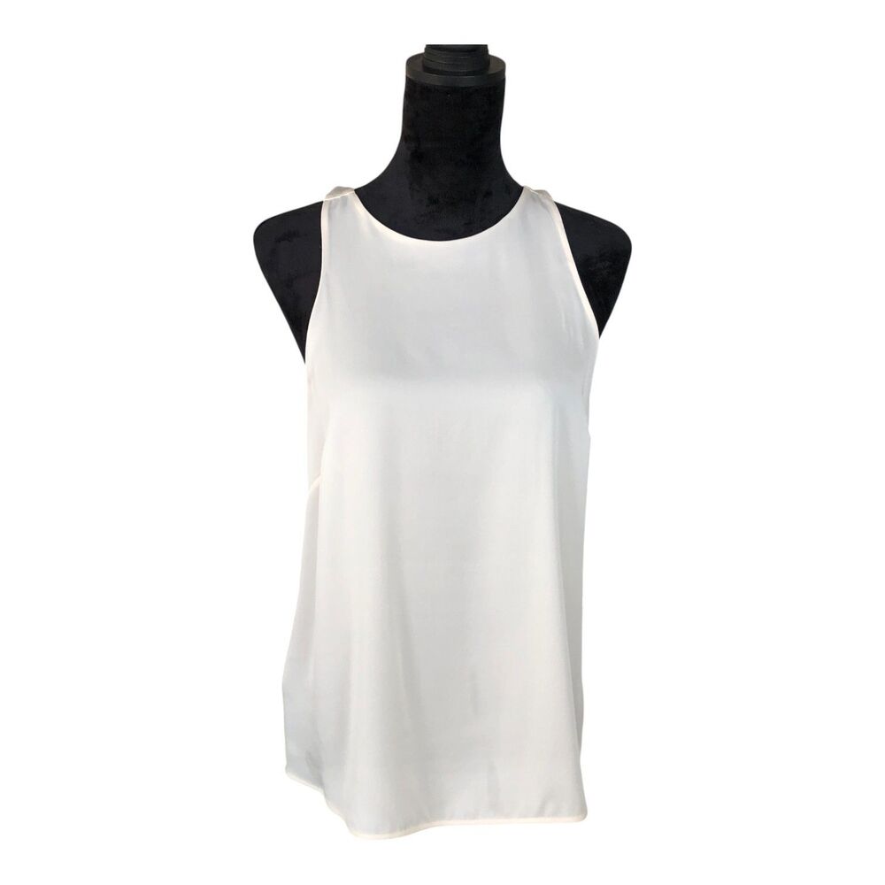 Halston Heritage Collection 100% Silk Quiet Luxury White Lined Camisole Size 10